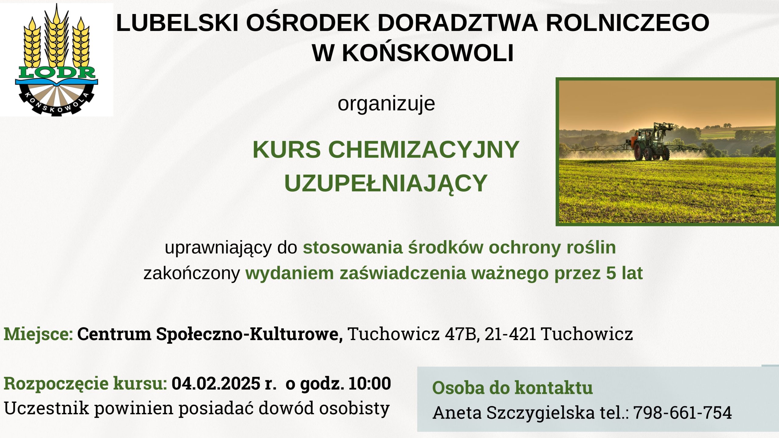 Kurs chemizacyjny uzupełniający w Tuchowiczu.