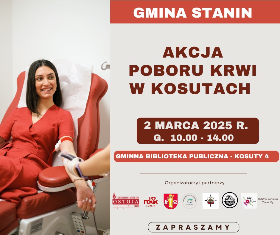 Akcja poboru krwi w Gminie Stanin – 2 marca 2025 r.