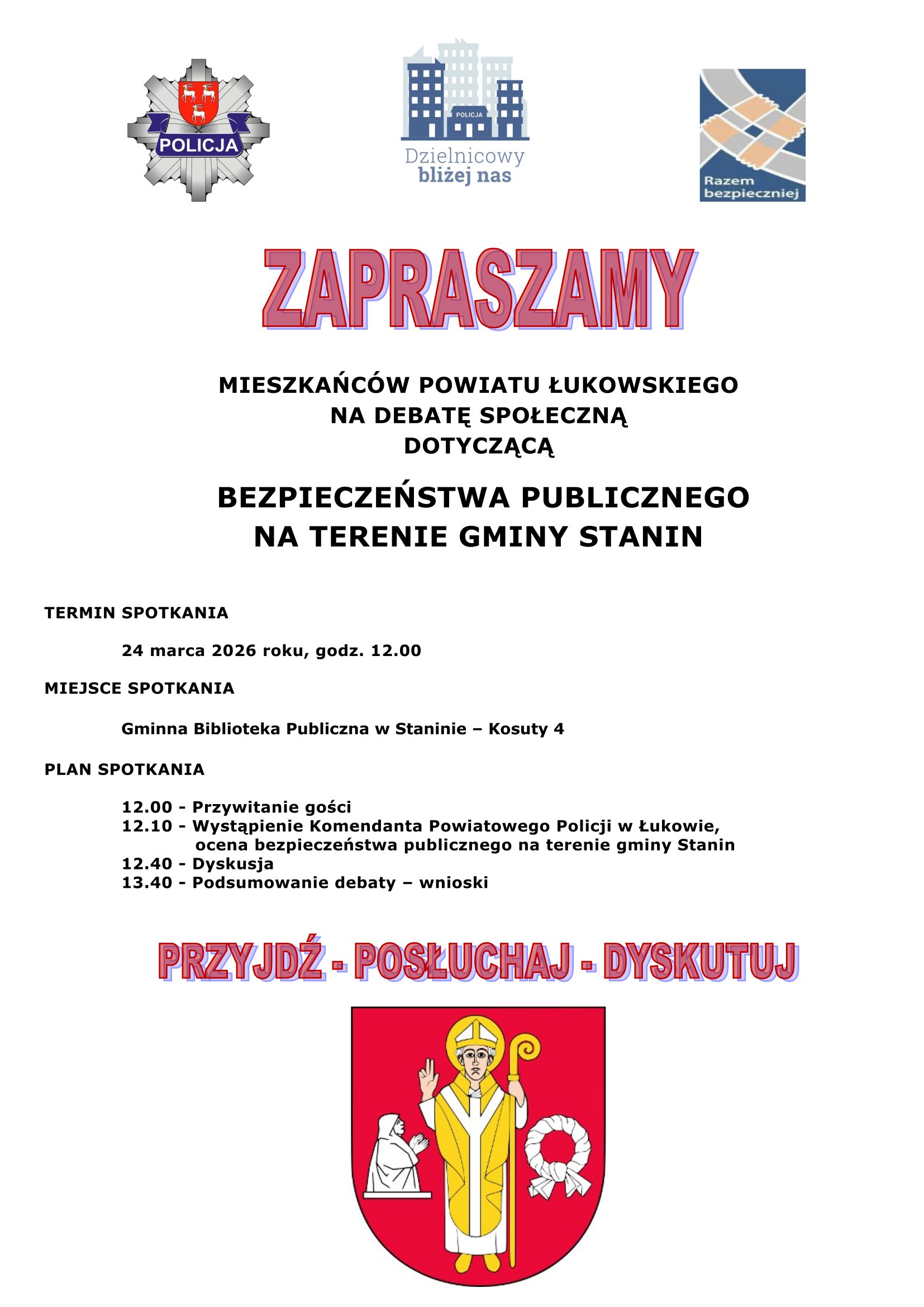 Zaproszenie na debatę społeczną dotyczącą bezpieczeństwa publicznego