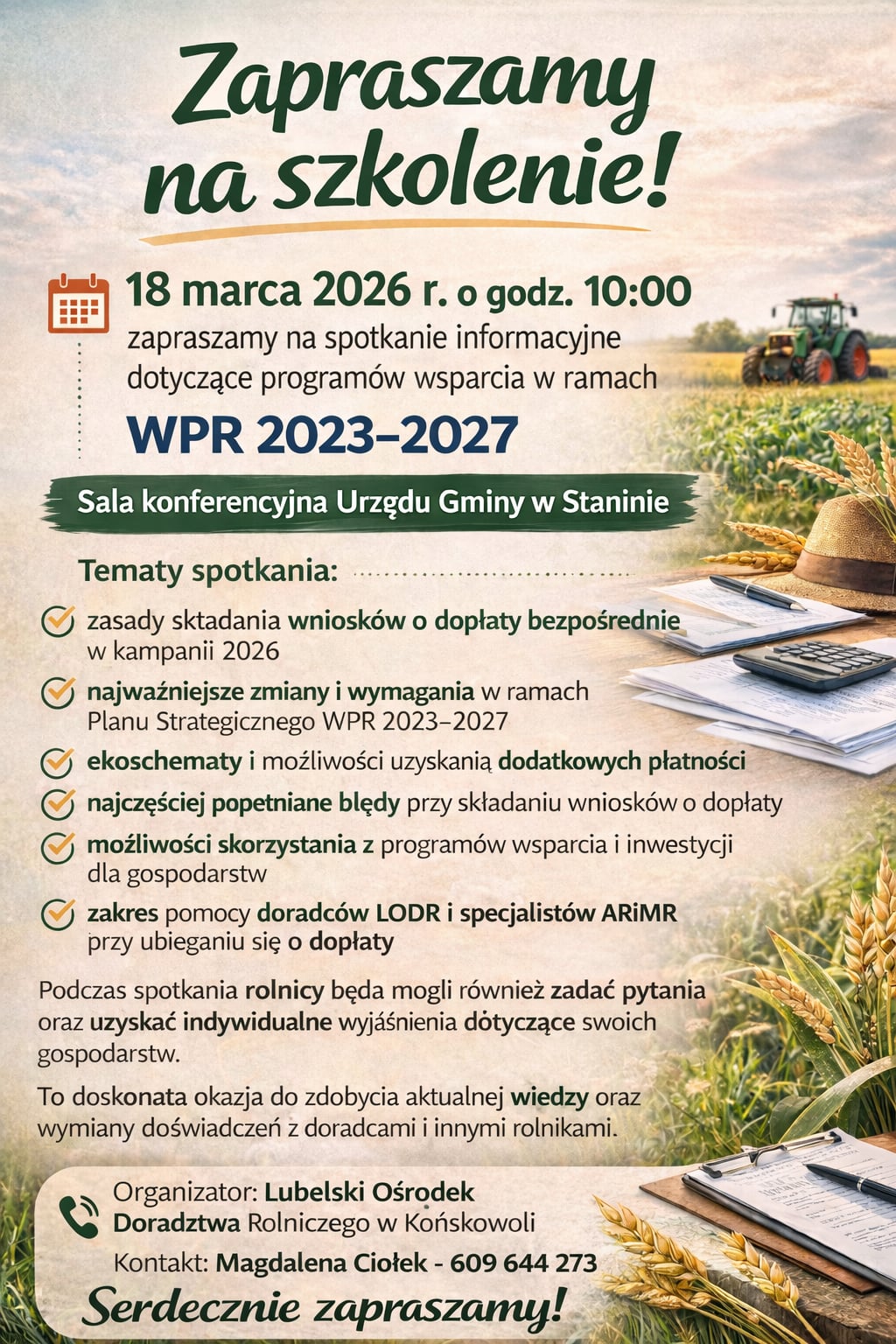 Zaproszenie na szkolenie WPR 2023-2027 – 18 marca 2026r.