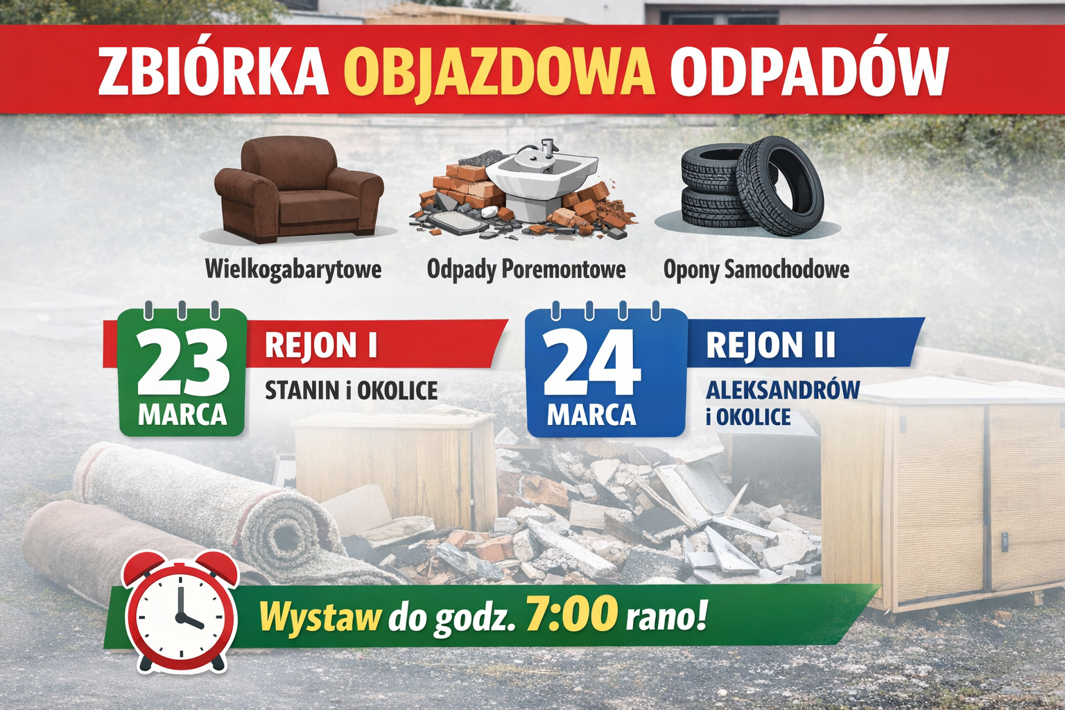 📢 Przypomnienie o zbliżającej się zbiórce objazdowej odpadów