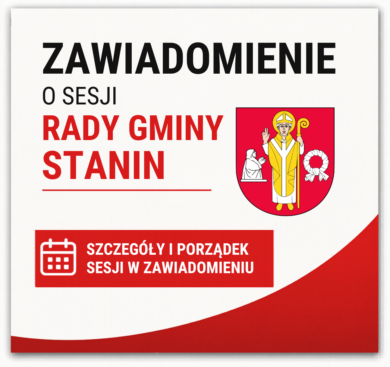 Zawiadomienie o XXXVI Sesji Rady Gminy Stanin