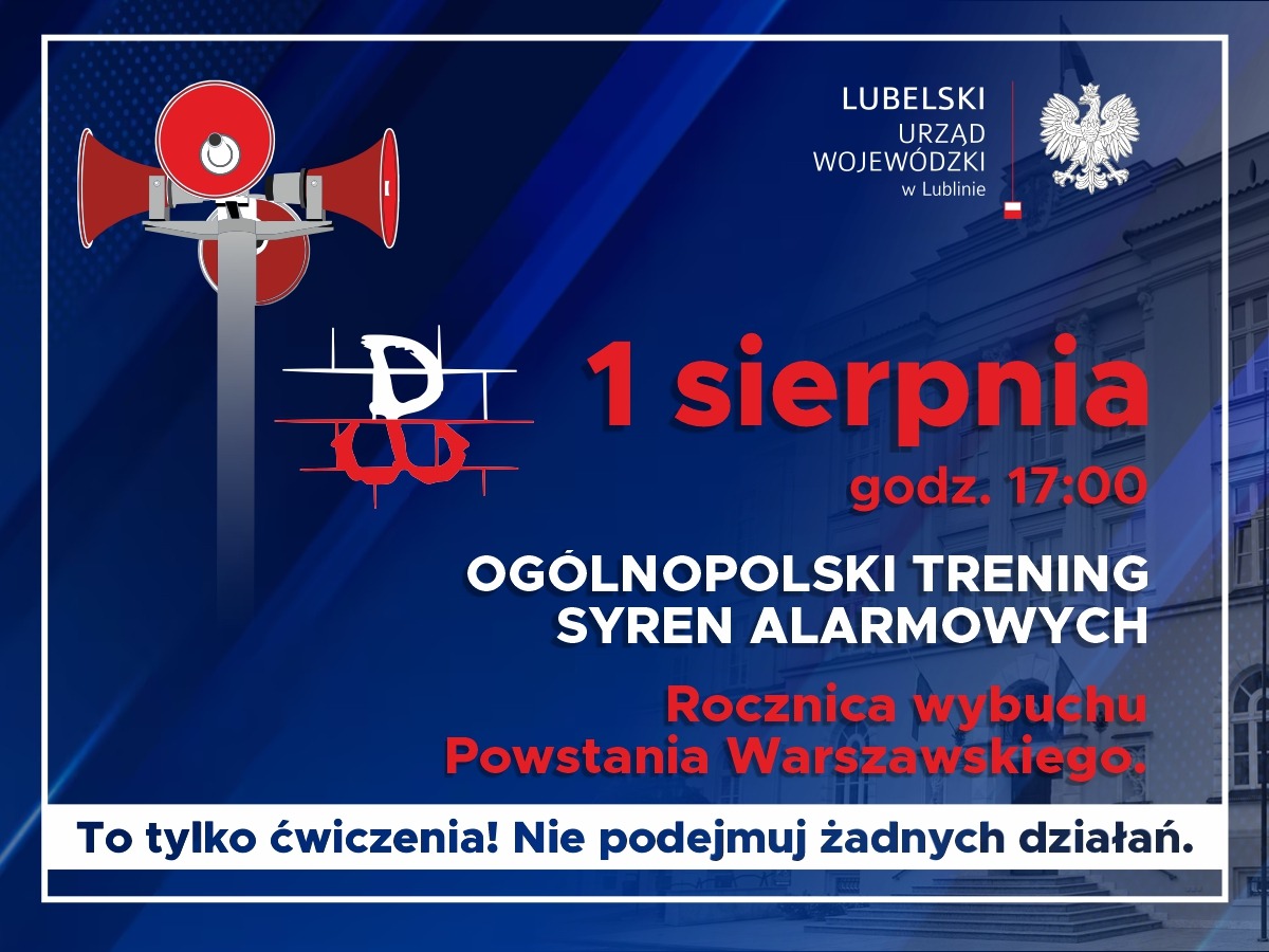 Syreny alarmowe w dniu 1 sierpnia 2026 r. – 82 rocznica wybuchu Powstania Warszawskiego
